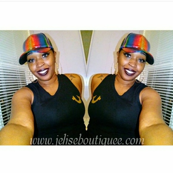 🇺🇸Rainbow Bright Hologram Fitted Cap🇺🇸 - Picture 2 of 4